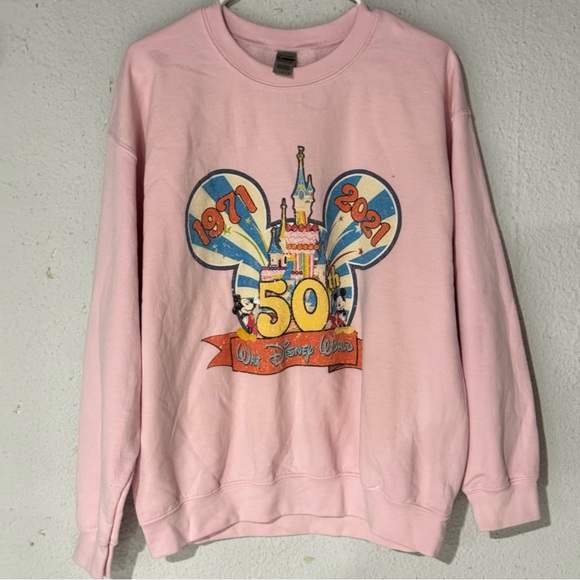 Golden Pink Disney World 50th Anniversary Sweatshirt - Picture 1 of 8